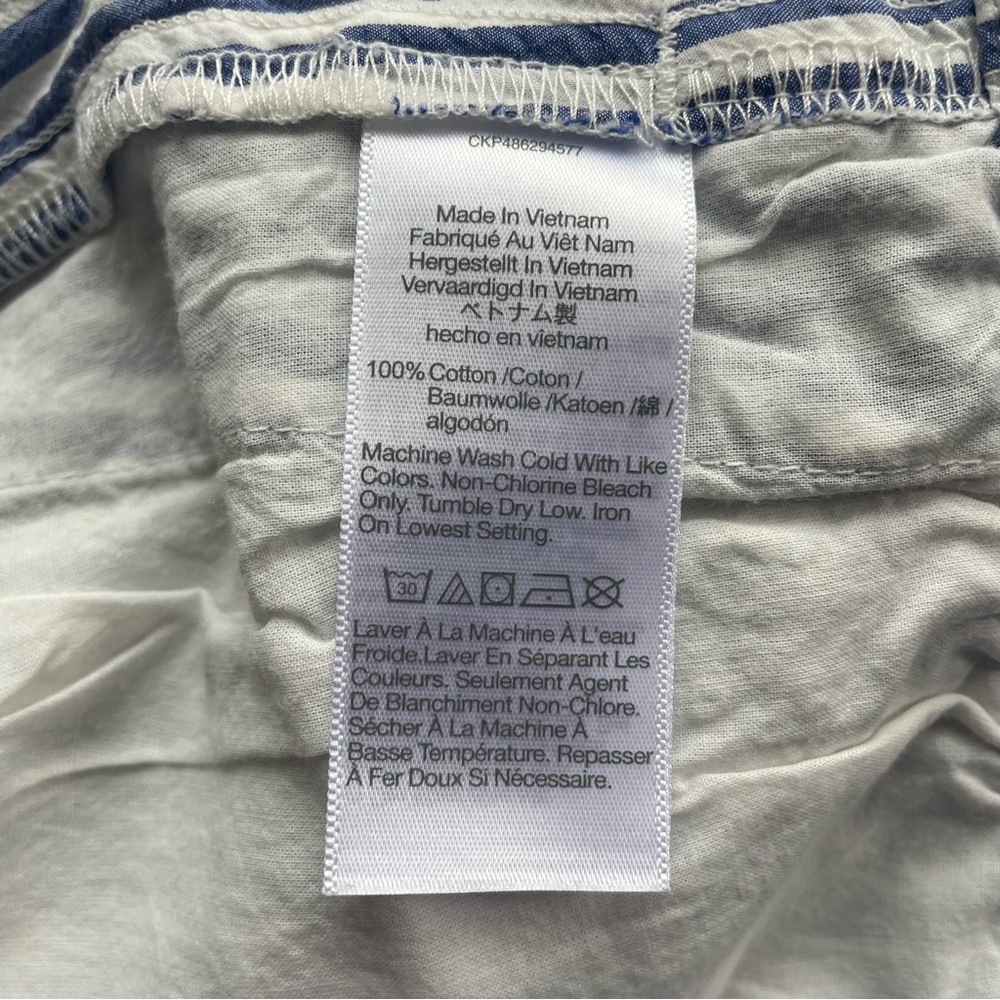 Madewell 100% Cotton Drawstring Pull On Shorts Blue Stripe Size Large EUC - Picture 6 of 7